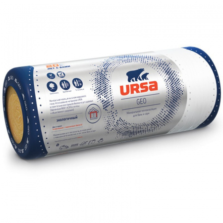 Минеральная вата URSA GEO М-25Ф (фольгированная) 9000х1200х50 мм (0,54 м3/упак; 10,8 м2/упак), упак